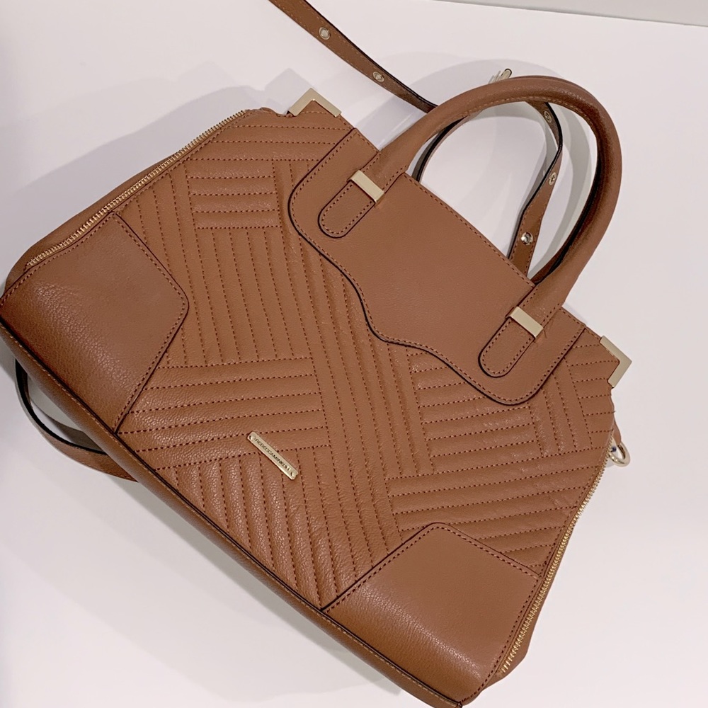 Rebecca Minkoff Amorous Quilted Satchel - Camel/Gold